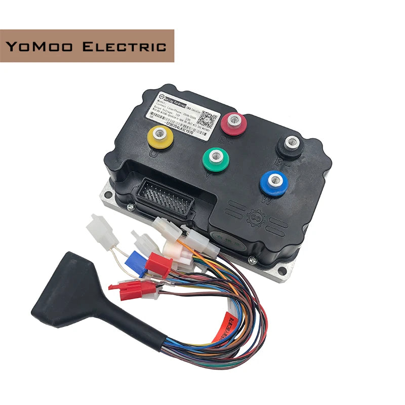 Yomoo Electric motor controller module with attached wiring harness and connector plug, shown on a white background with a Yomoo Electric brand label in the top left corner.